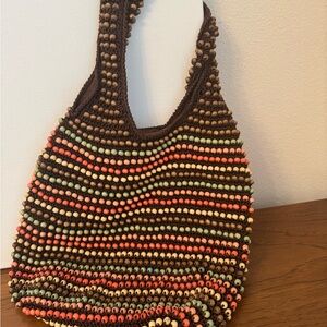 Roxy Brown and Orange Hobo Bag with Beaded Design
